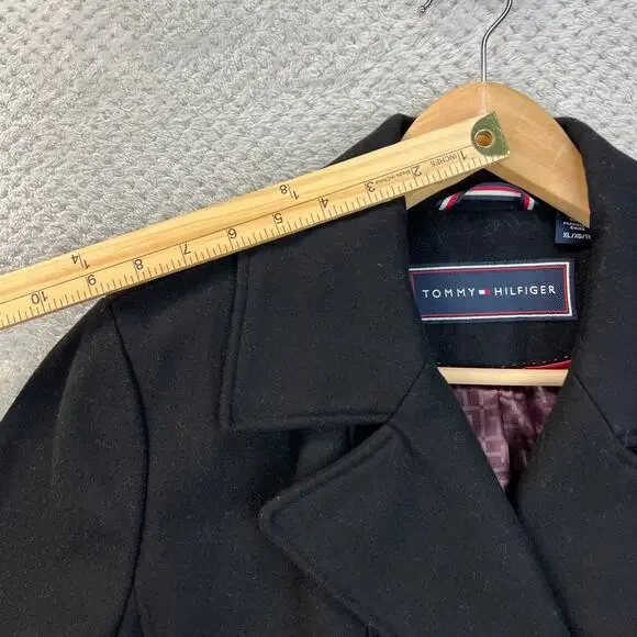 Tommy Hilfiger Womens Peacoat Wool Blend Sailor Coat Double Breast Lined Blk XL - Picture 12 of 16